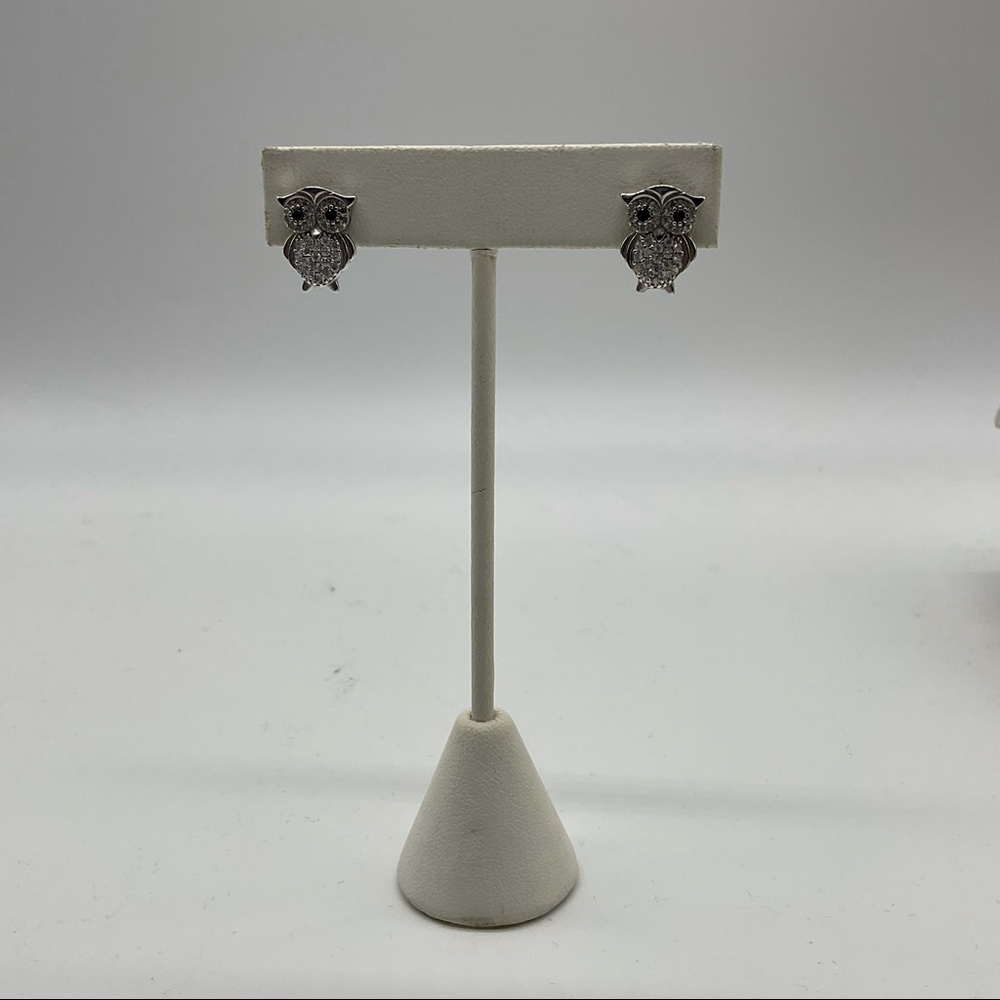 Sterling Silver Owl Earrings - Picture 2 of 4
